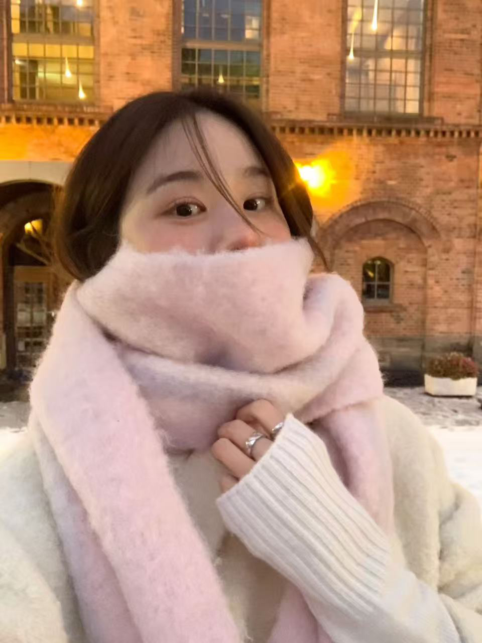小韩泡菜羊羊保暖秋冬厚实围巾上衣