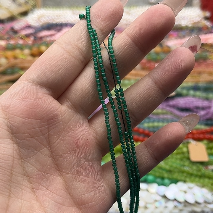 玛瑙/玉髓珠宝半成品未镶嵌2条2mm左右绿玛瑙