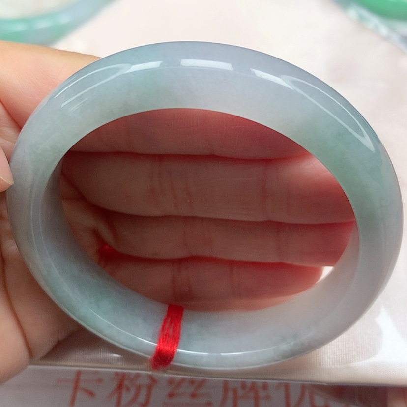 【闪购商品】翡翠手镯未镶嵌冰胶飘绿手镯5455圈4号