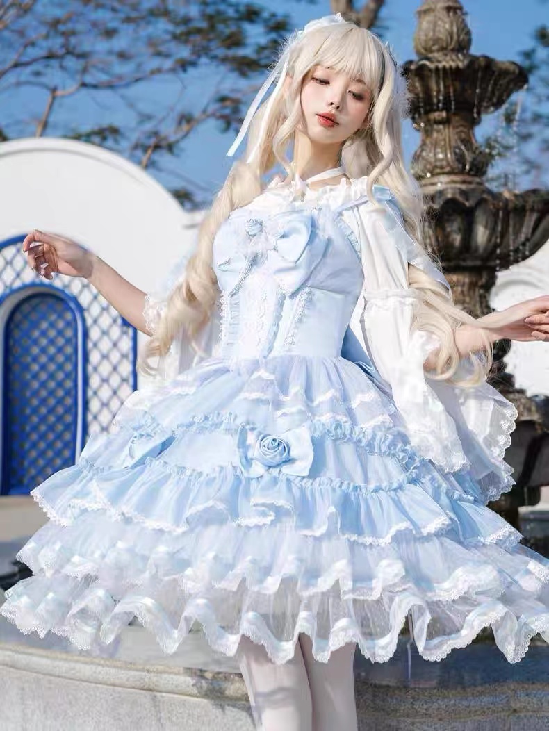 【全款现货】甜美少女连衣裙日常优雅吊带lolita拖尾裙【月光之镜】