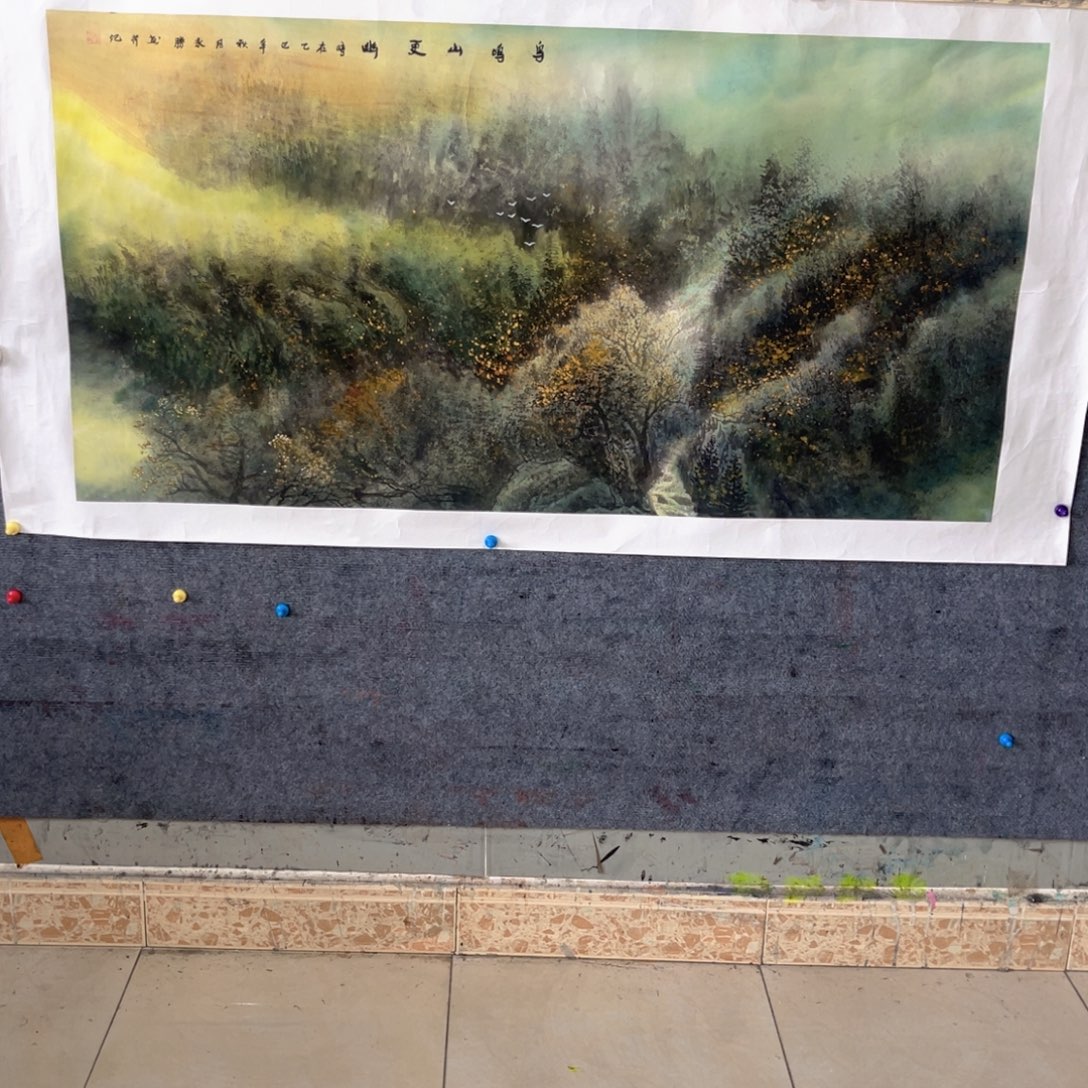 国画4尺采墨山水心静图