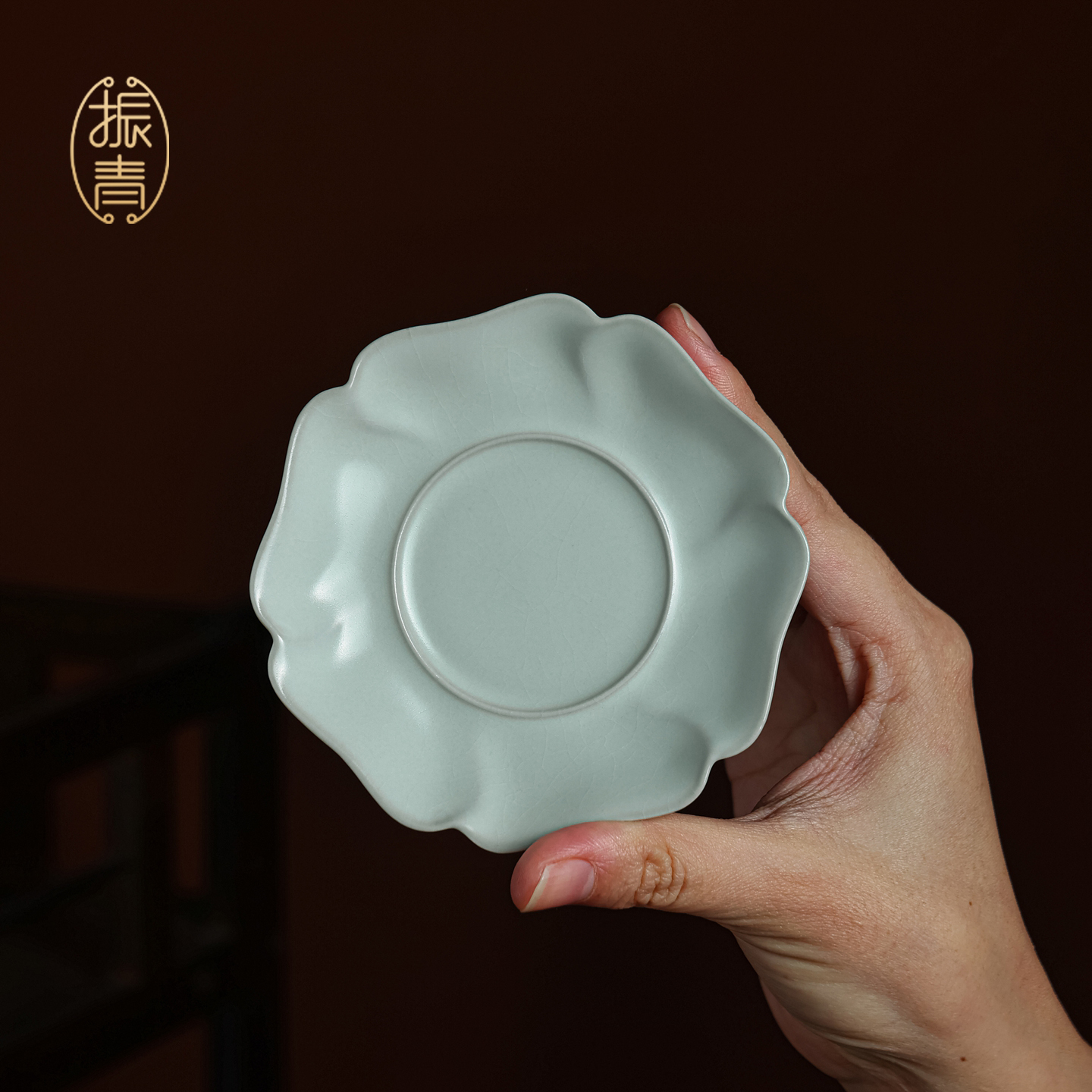 汝窑茶杯垫开片可养杯托小碟子杯承家用陶瓷果碟茶具茶道零配仿古