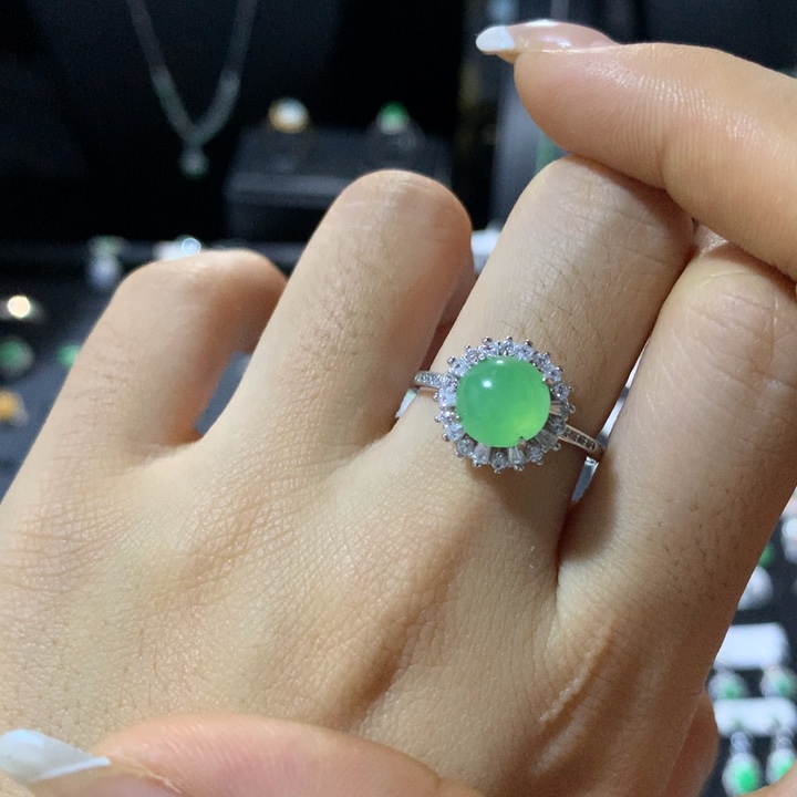 翡翠银S925镶嵌戒指