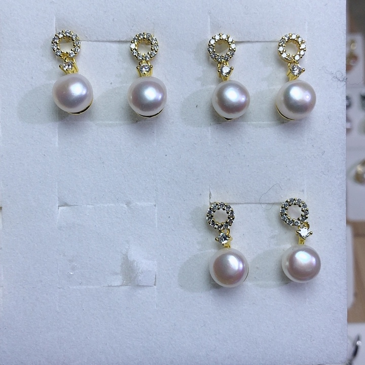 淡水珍珠耳饰银S925镶嵌