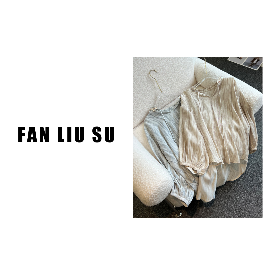 长袖连帽防晒服短裤阔腿裤两件套2025超火女装