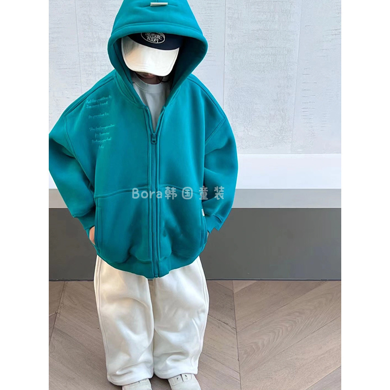 【B19】男童外套加厚保暖儿童卫衣开衫连帽秋冬装大童潮帅气外穿