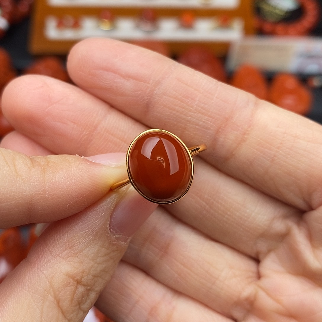 南红玛瑙四川凉山瓦西戒指银S925镶嵌