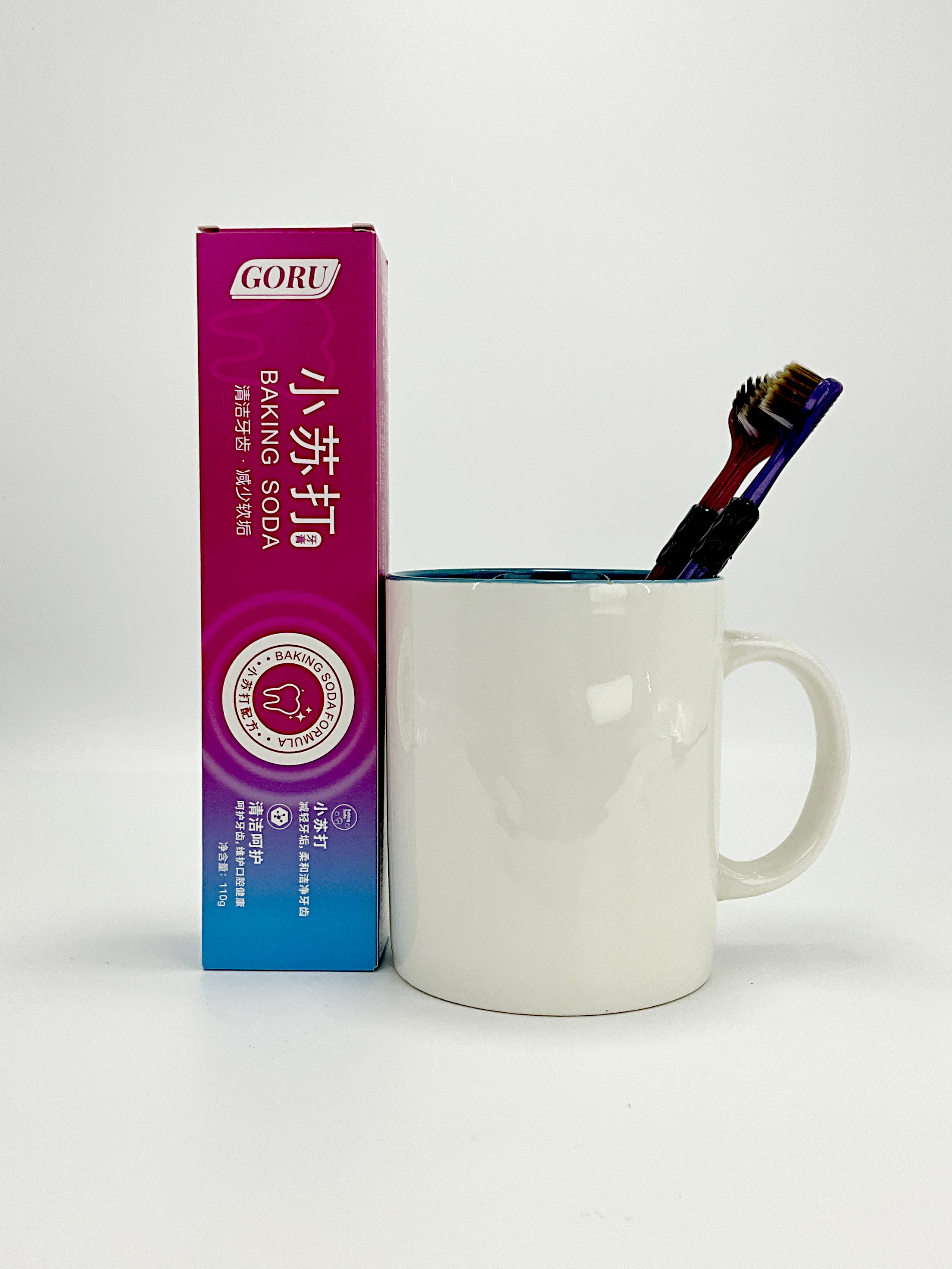 小苏打牙膏三面立体软毛1个牙膏+1个牙刷+赠品护手霜