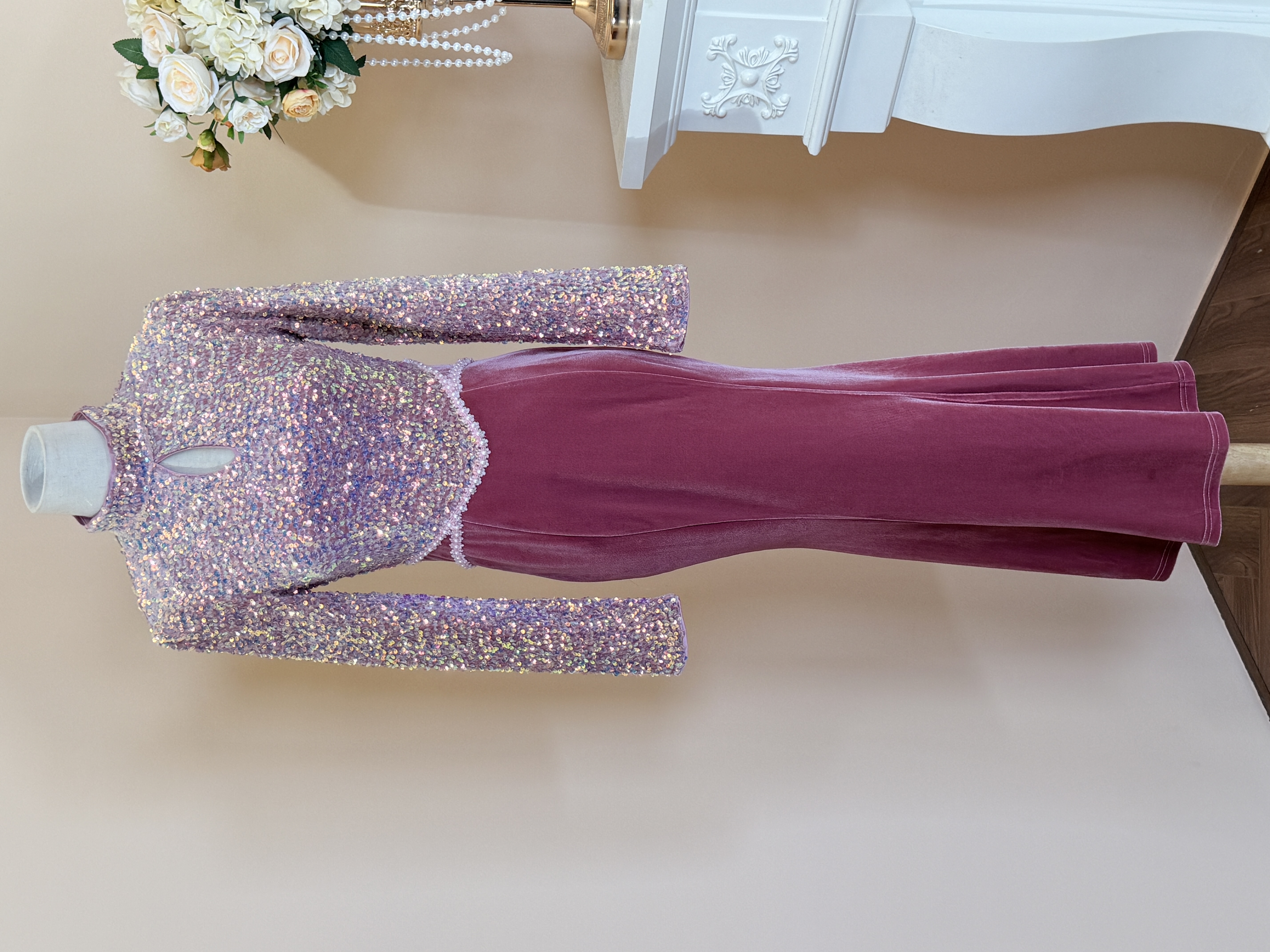 【十六定制】秋季长款时尚长袖气质修身显瘦拼接连衣裙51528