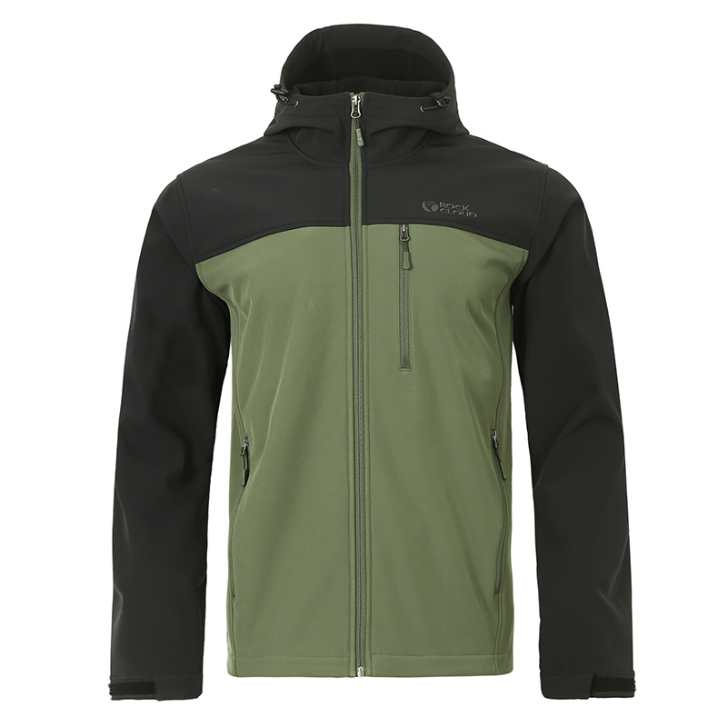 ROCKCLOUD/岩云男士休闲舒适M1加绒加厚保暖软壳上衣拼色连帽款40