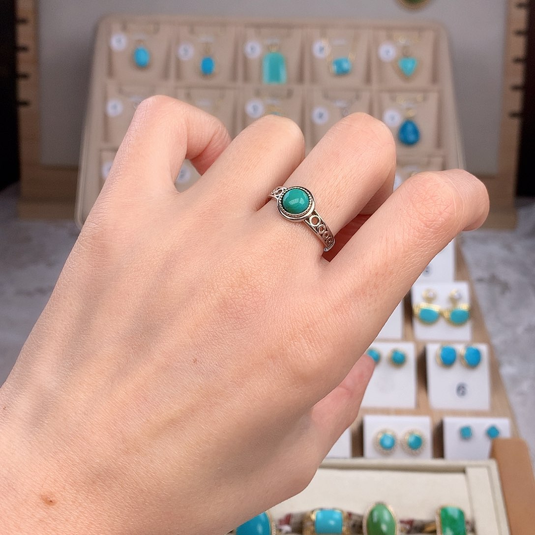 绿松石戒指银S925镶嵌