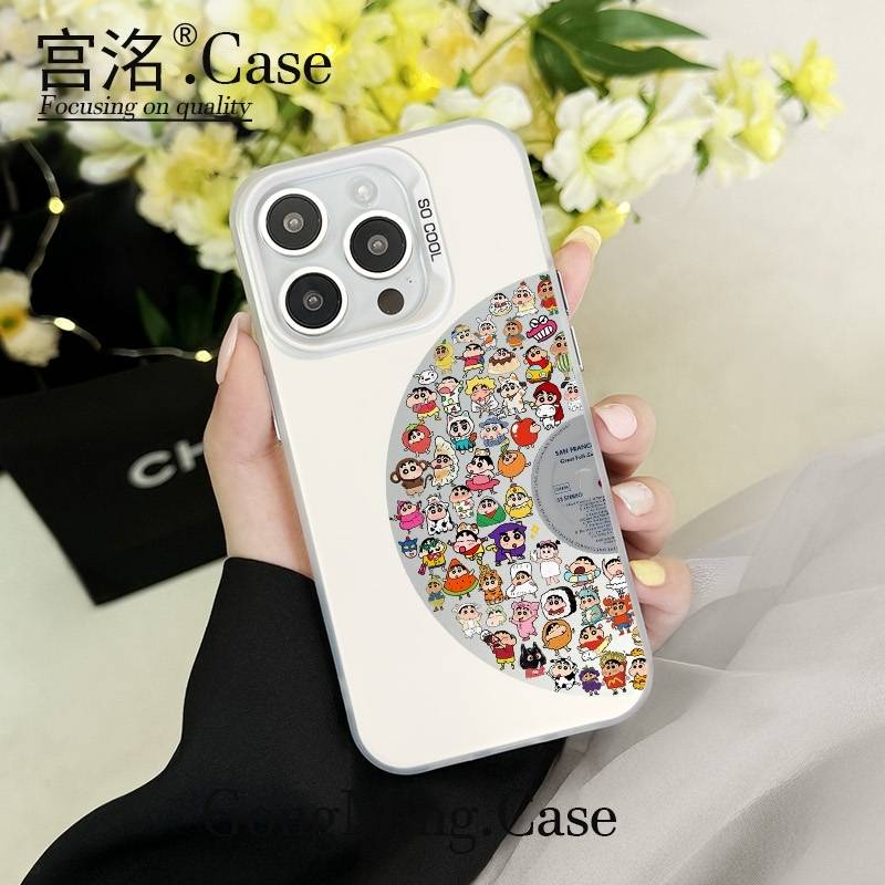 米白CD小新彩银壳适用于iPhone苹果16手机壳华为oppo小米手机壳男