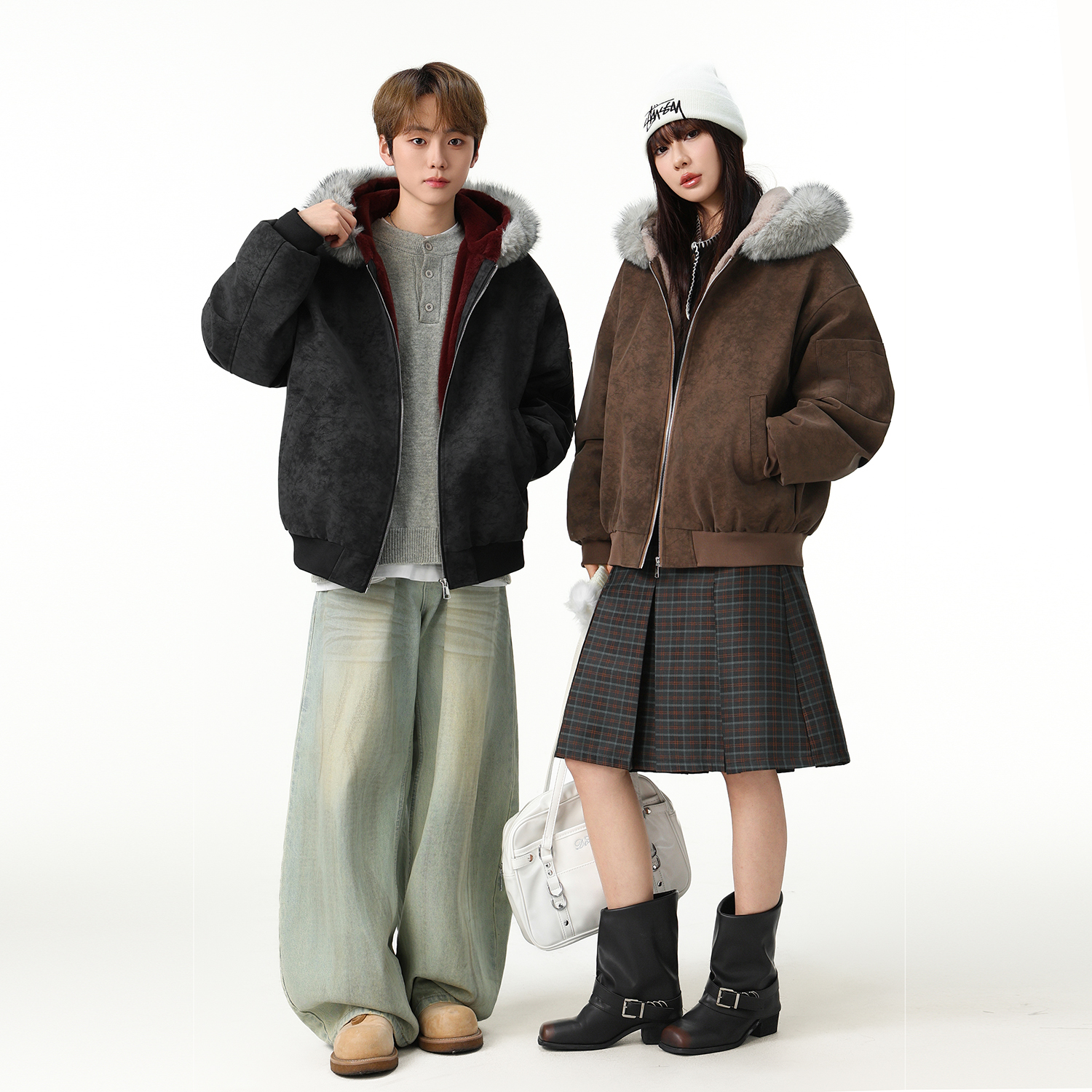 【明星同款】MANRE SHOW 座山雕可拆卸仿兔绒加厚冬款外套