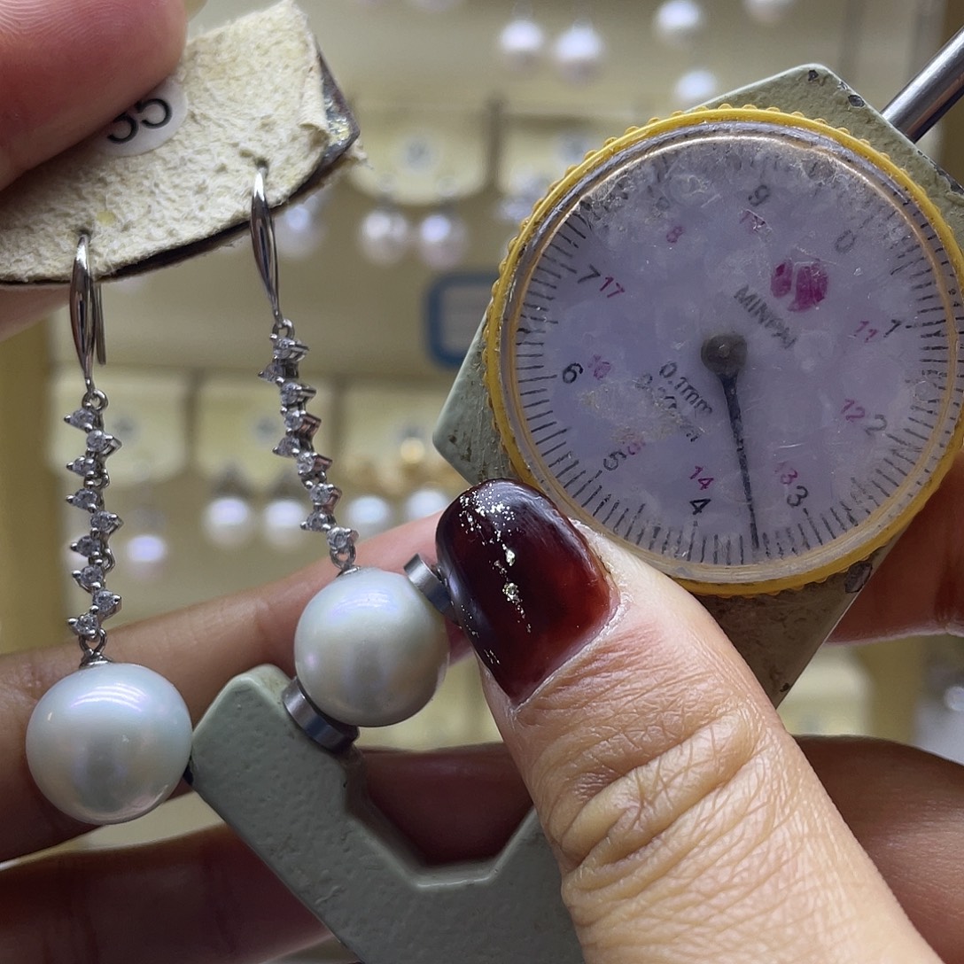 淡水珍珠耳饰银S925镶嵌