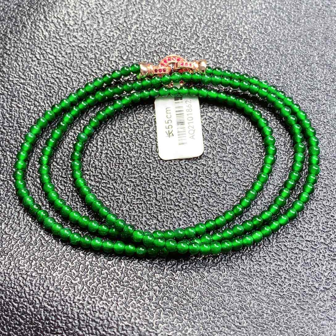 翡翠手链未镶嵌味***3天然翡翠A货卡3