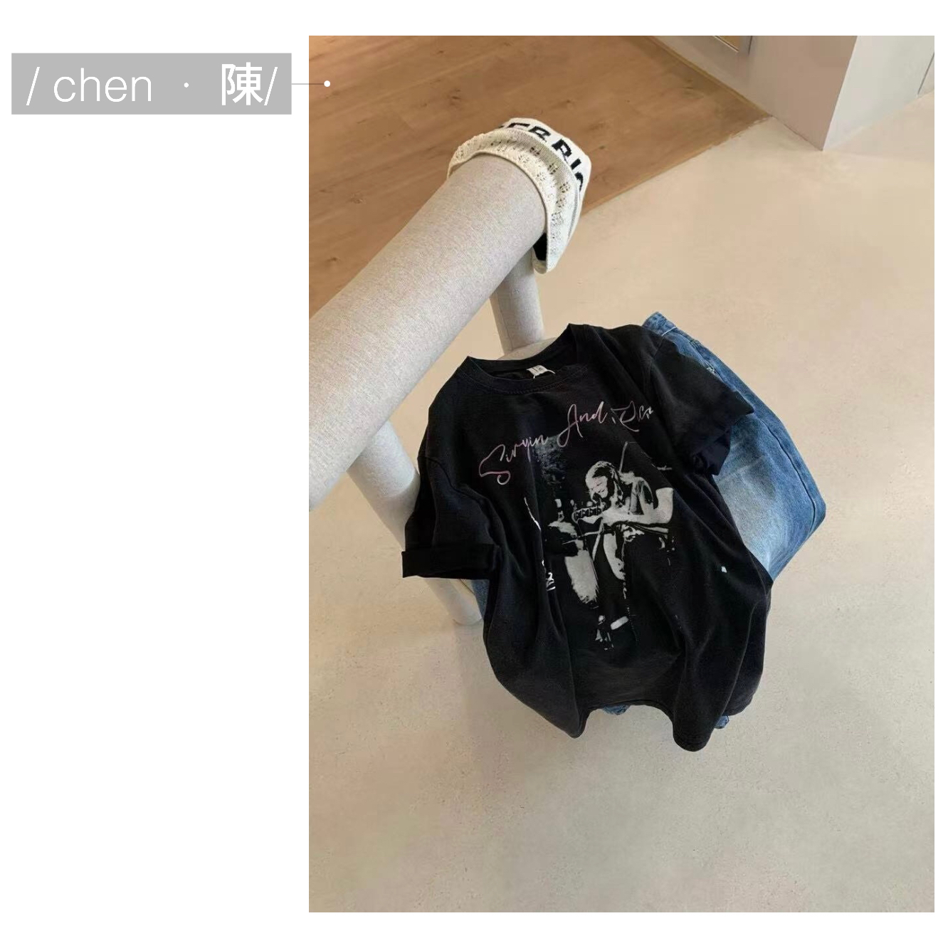 chen·陳【摇滚乐队】印花字母T恤