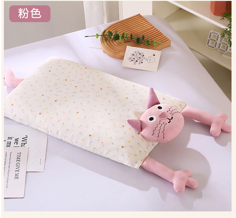 哇塞猫 ┃全棉双层纱荞麦枕护颈枕酒店枕儿童纯棉学生单人可拆卸