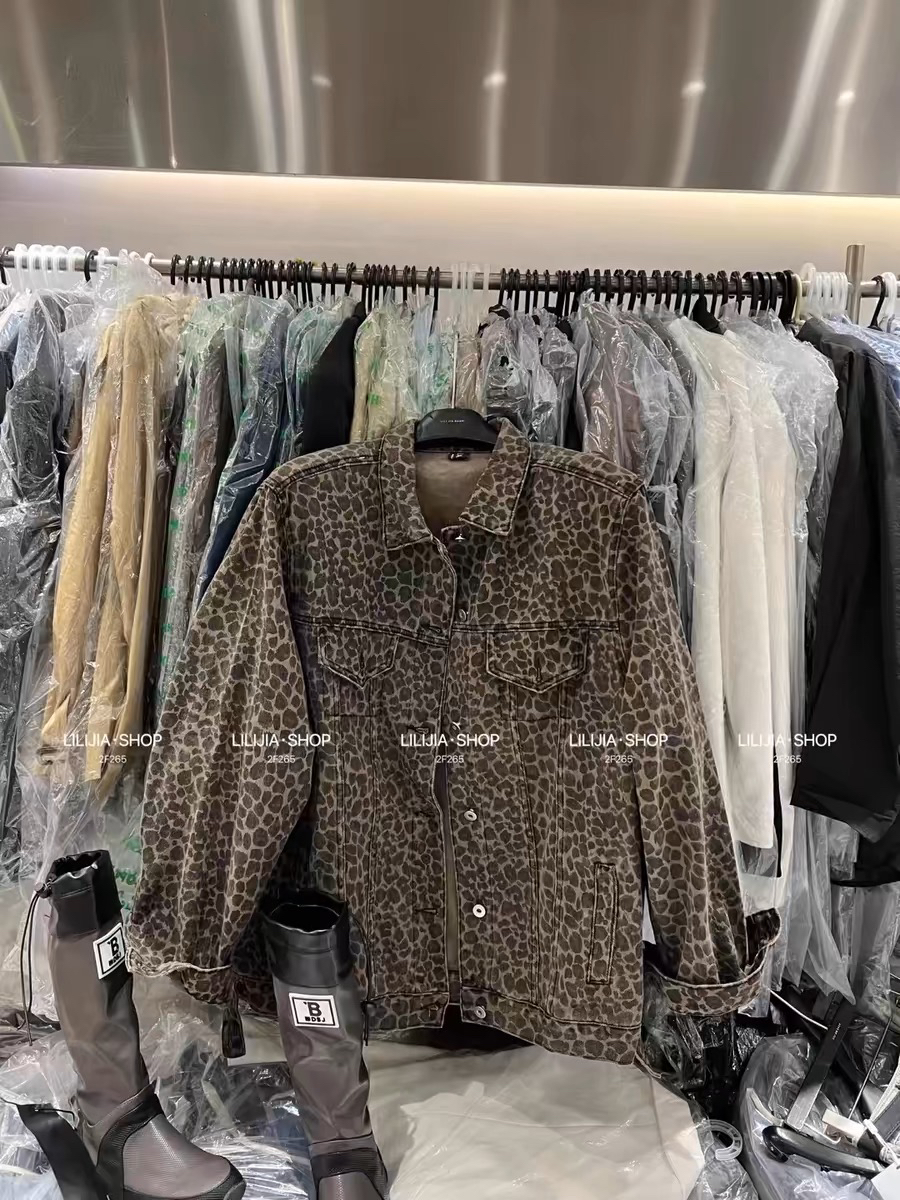 韩国东大门秋季新款港风复古时髦豹纹牛仔外套女宽松气质长袖夹克