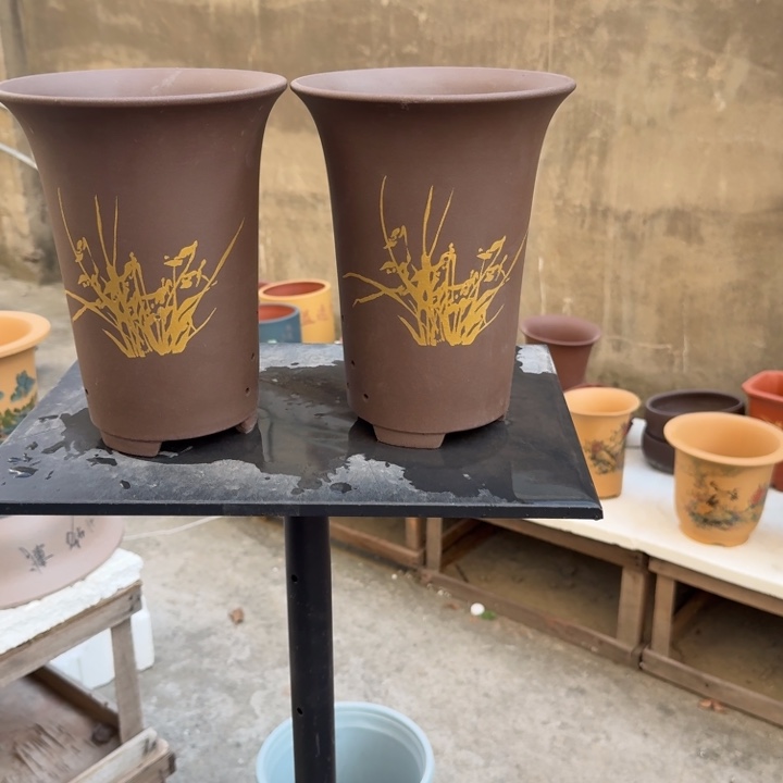 高度22口径17俩只 紫砂花盆