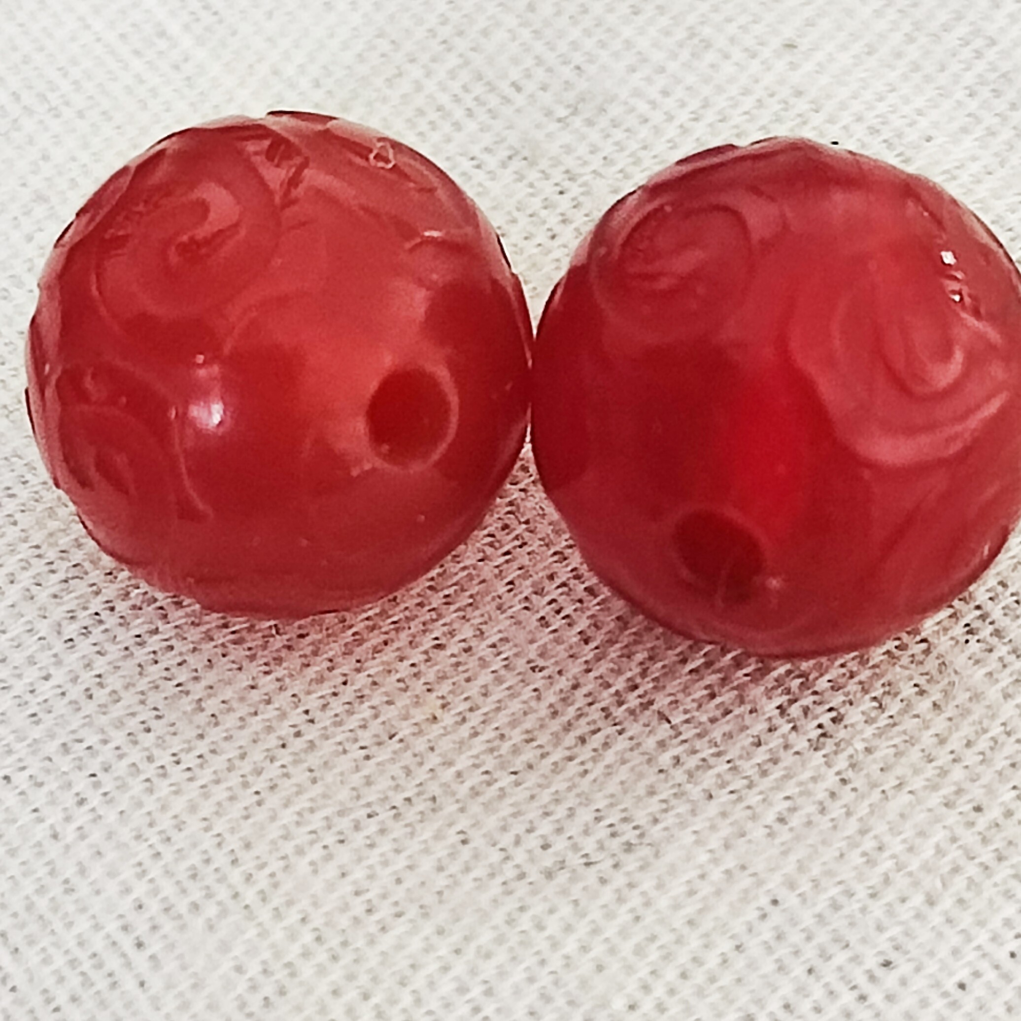 静雅古珠一玛瑙吊坠1对，尺寸10mm