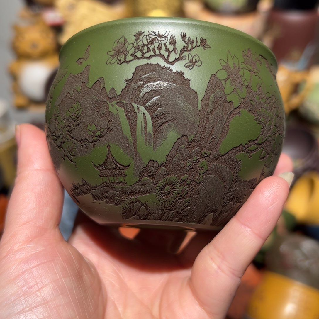 紫砂茶杯宜兴紫砂抓主人杯