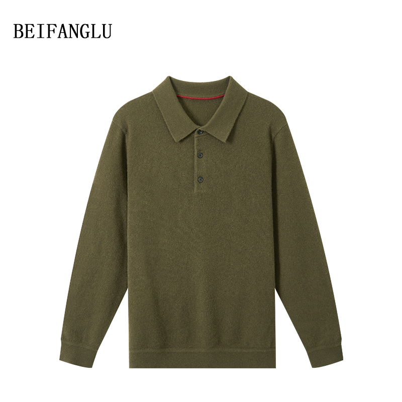 北方鹿【15.8微米100%细山羊绒】商务POLO领男士套头针织羊绒衫SL30