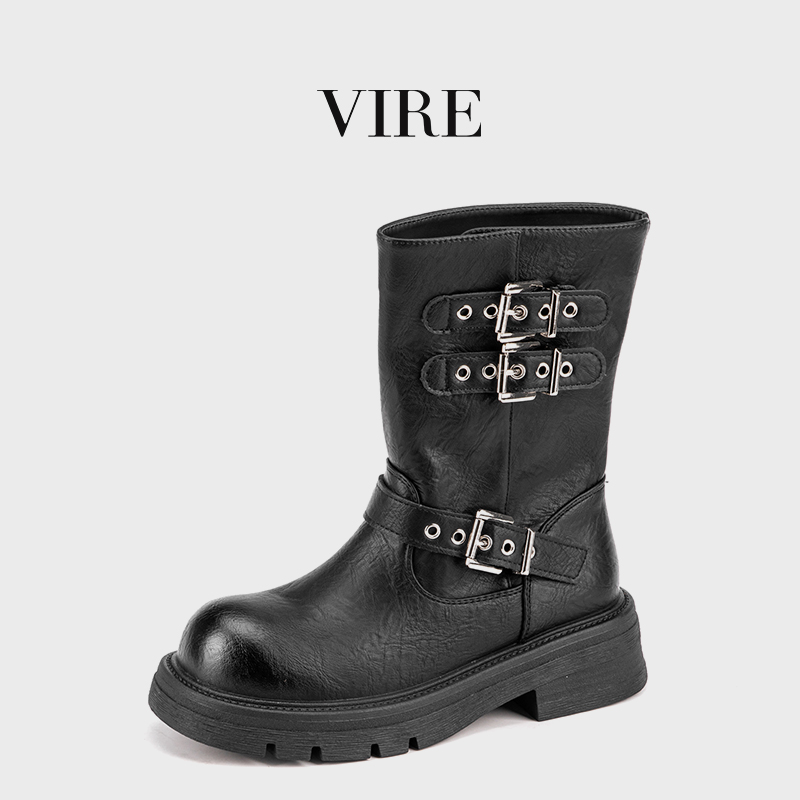 阿芙莎联名 VIRE/20923新款保暖法式时尚厚底粗跟长靴B