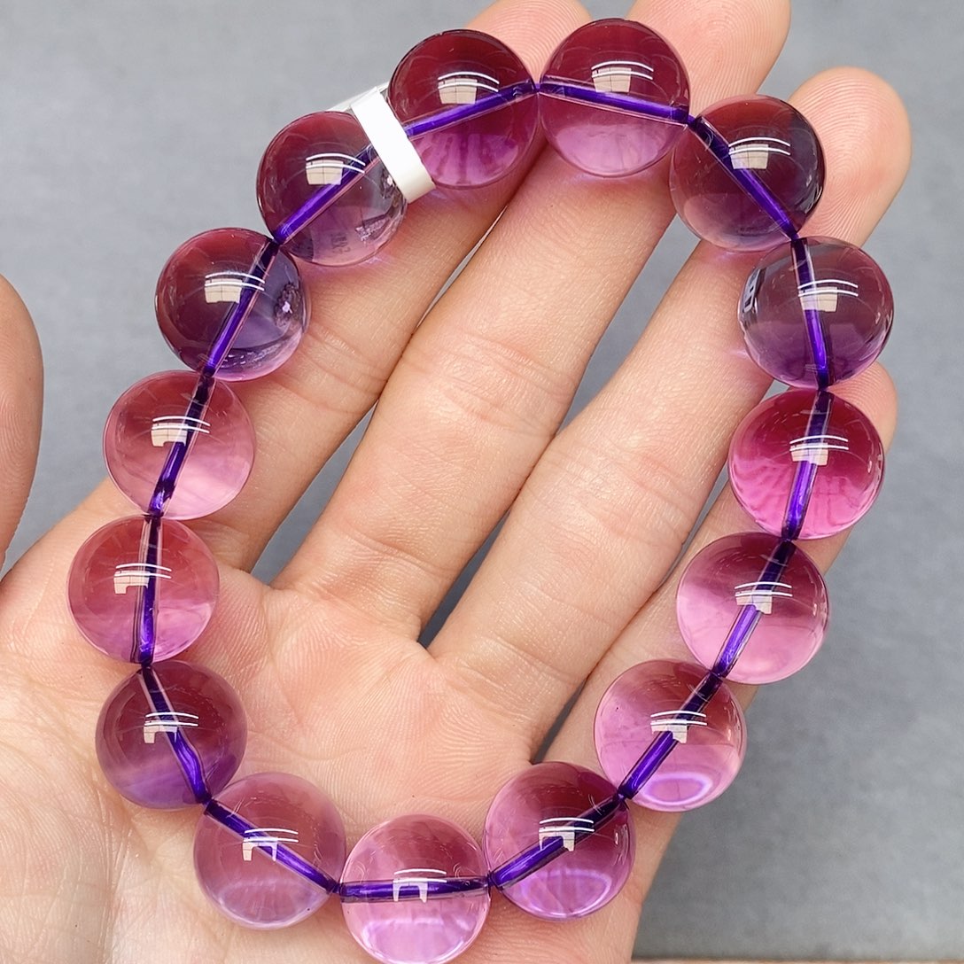 水晶手串未镶嵌幸**心11紫水晶14mm