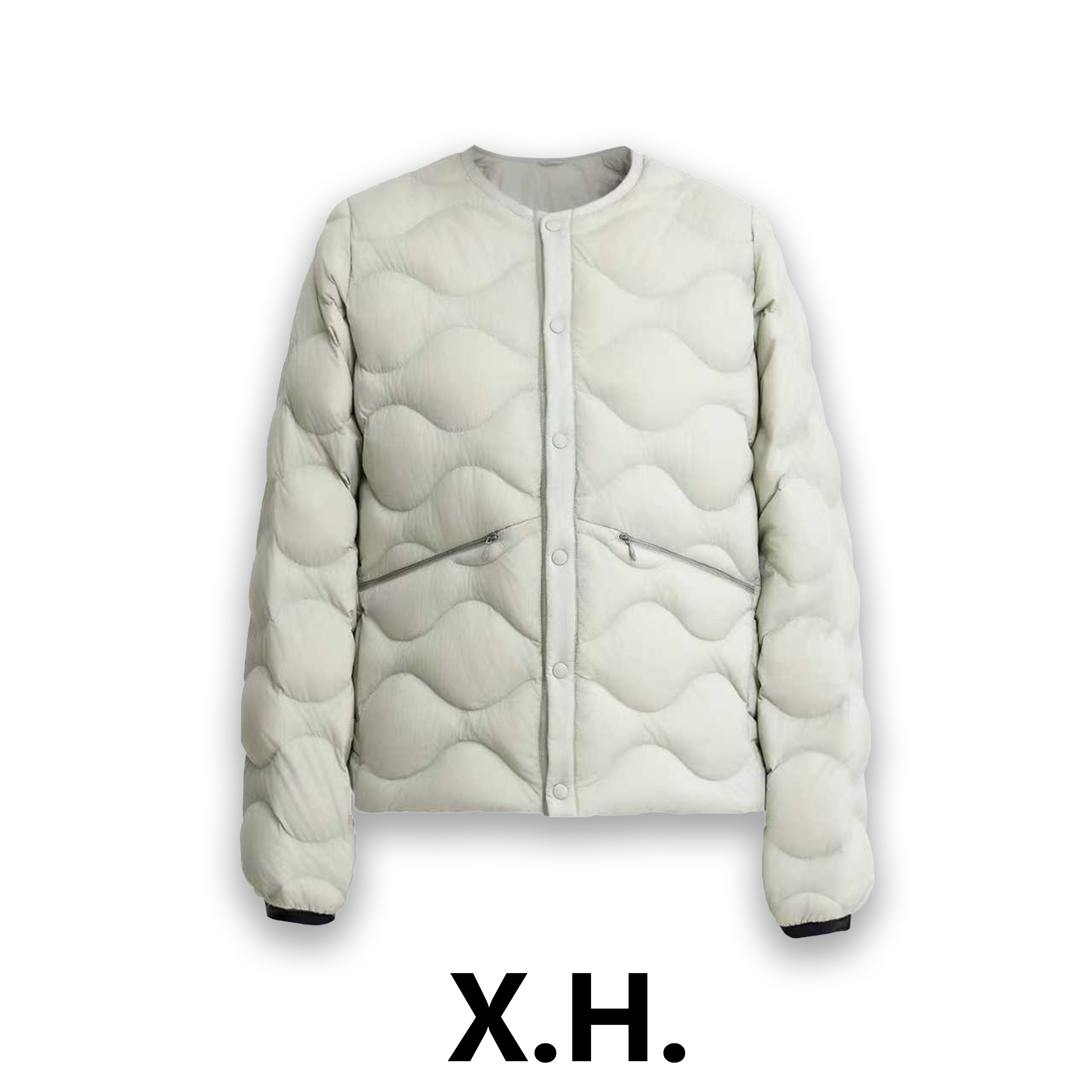 【刘小黑】素0城市户外波浪绗线鹅绒保暖羽绒服