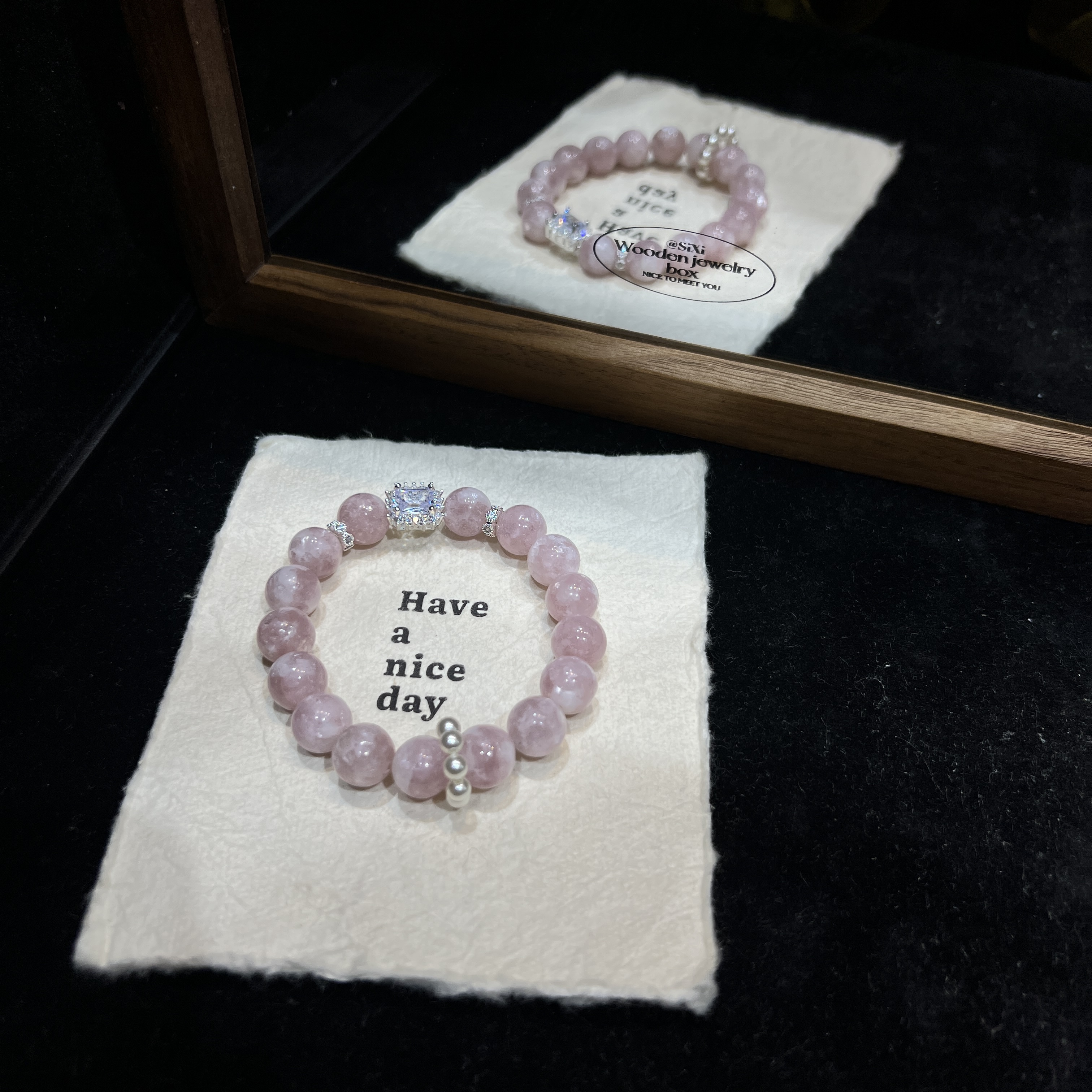 单圈粉祖母晶配魔盒贝珠跑环 设计款多样性发一【A311】