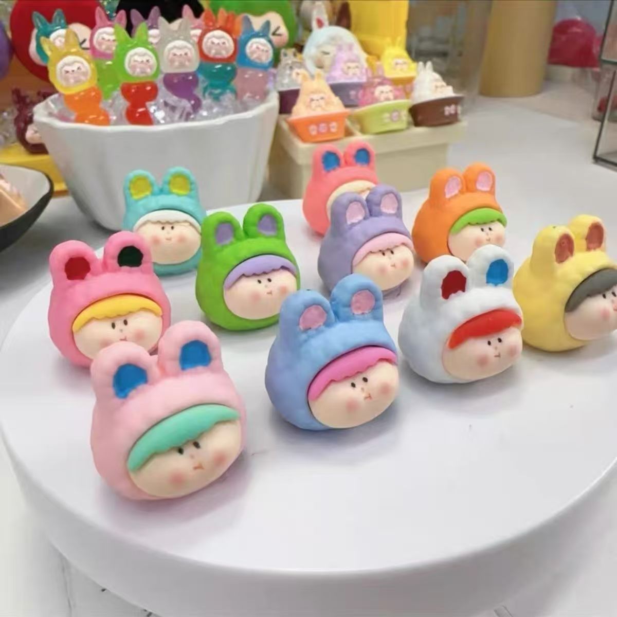 【双许愿+九宫格】手感漆实色莉莉丝头十一款卡通diy萌粒车载摆件