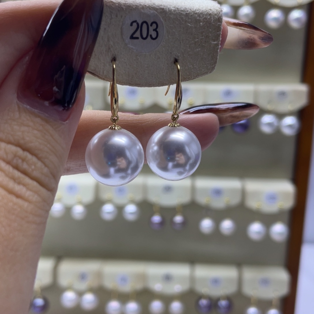 淡水珍珠耳饰18K金镶嵌