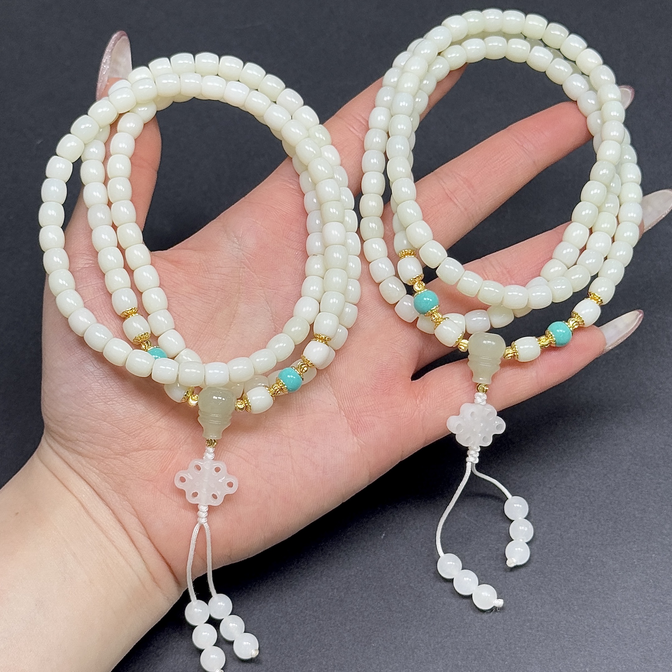 【CH】和田玉米达料直切老型毛衣链-约6mm（多样性发其一）