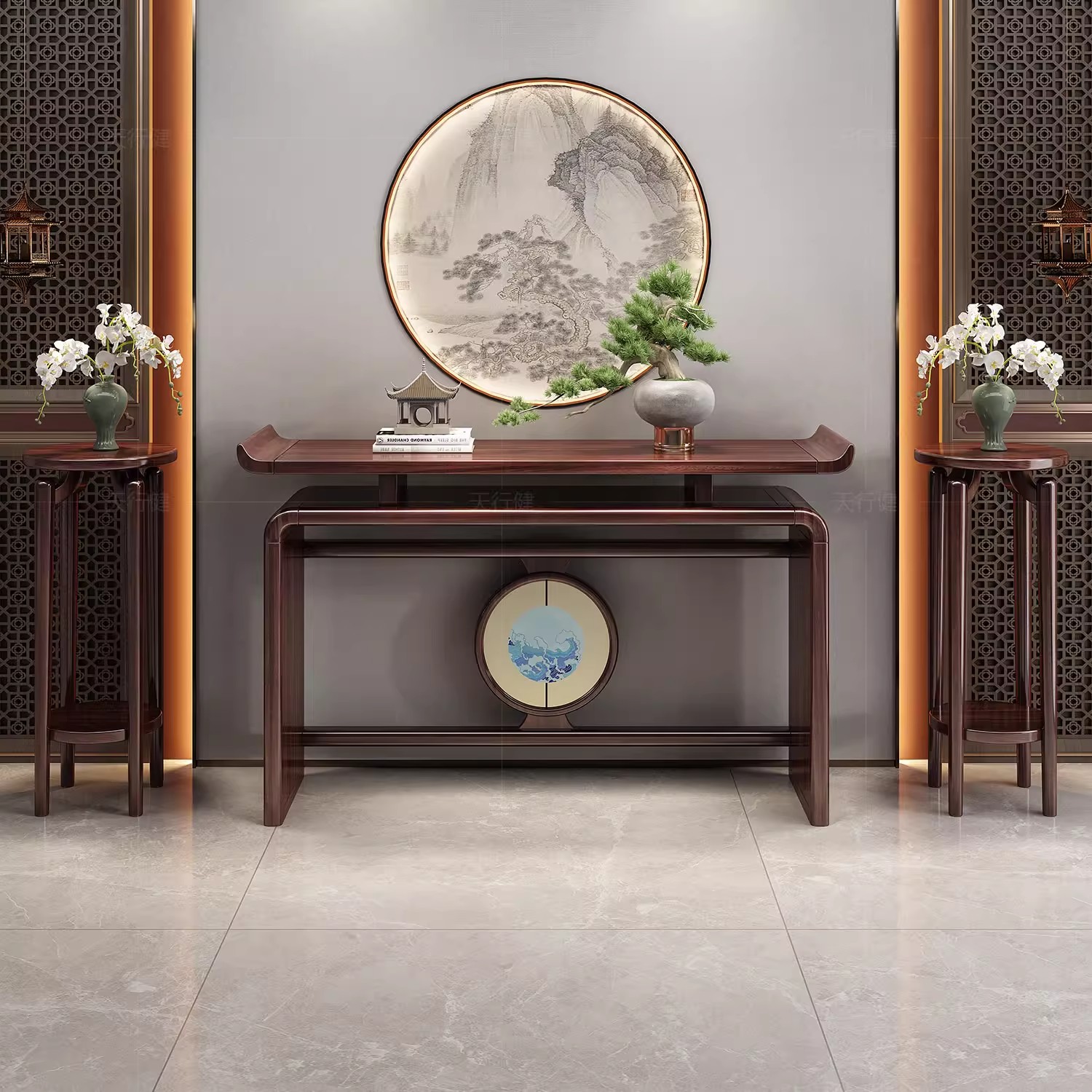 新中式玄关桌乌金木条案客厅入户门靠墙玄关台供桌超窄实木玄关柜