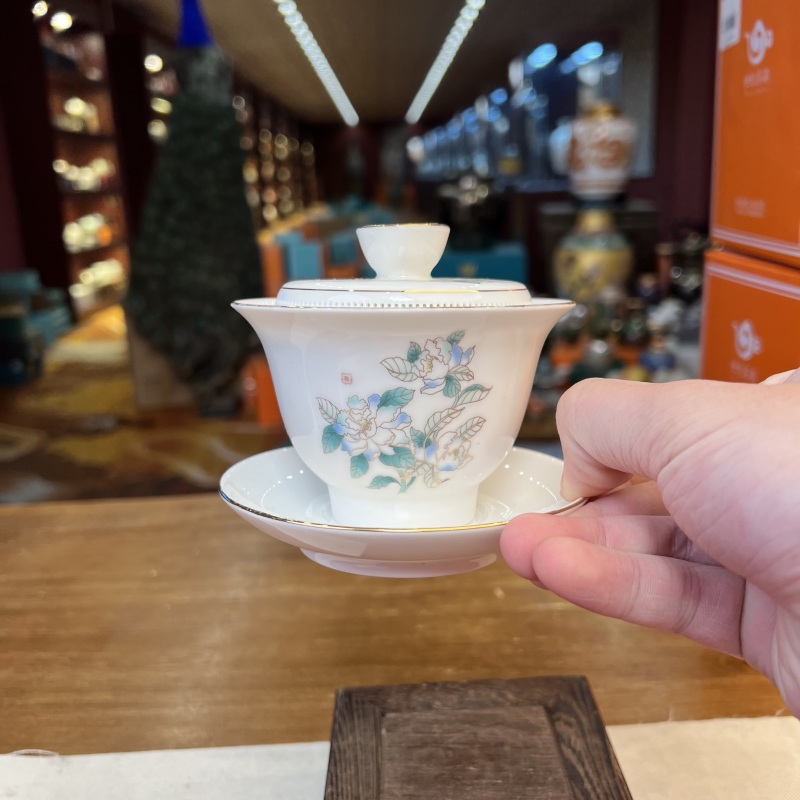 C364芍药花盖碗C364芍药花盖碗