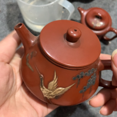 蓝***强茶壶紫砂陶瓷摆件工艺品摆件