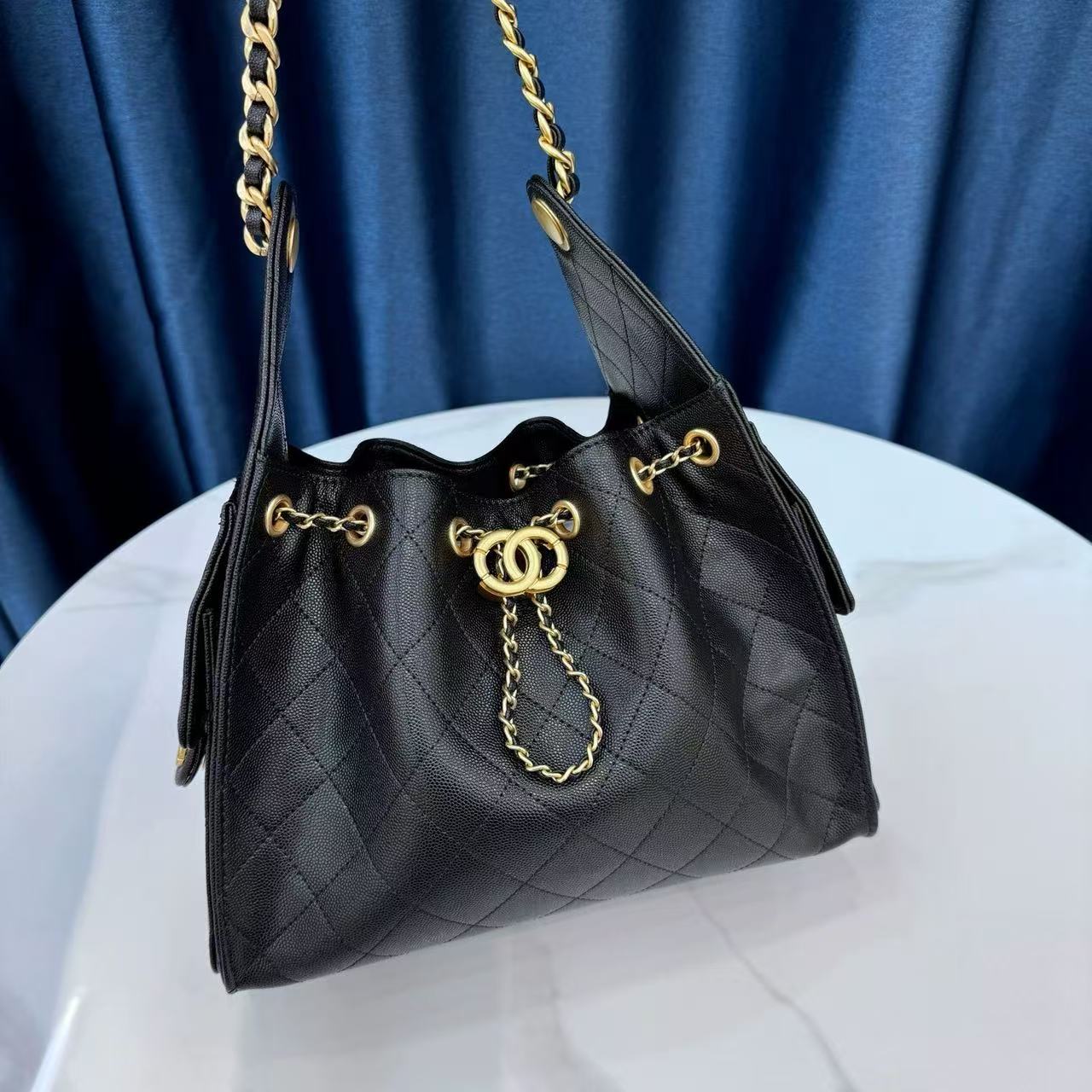 2025新款高级25hobo腋下菱格链条小香风锁扣法式耐磨腋下包托特包