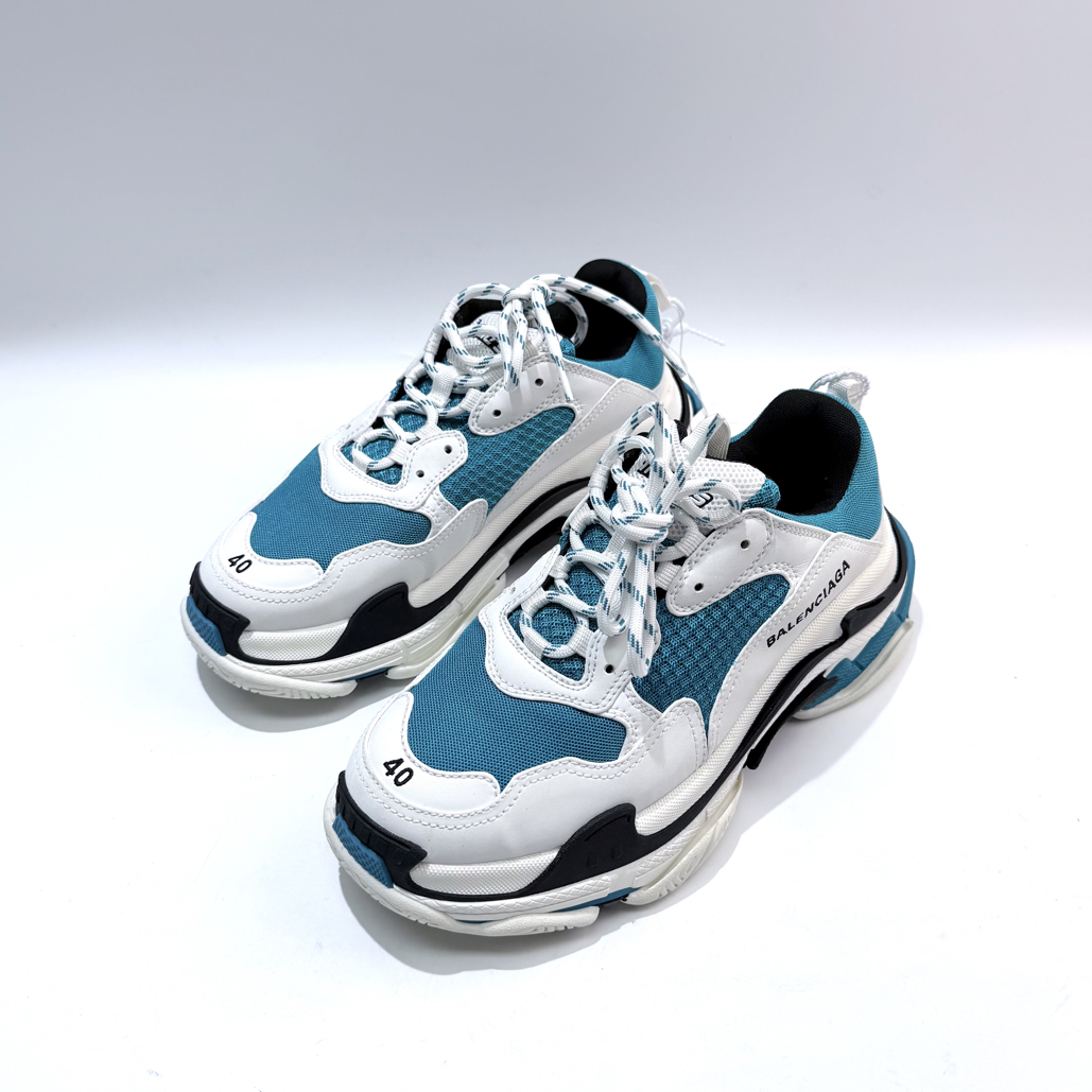 99新 Balenciaga/巴黎世家 40码 白蓝色TripleS老爹鞋np00033