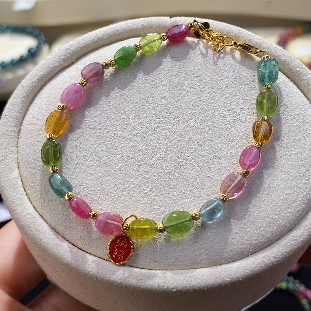 碧玺手链未镶嵌B0976小糖饼碧玺手链