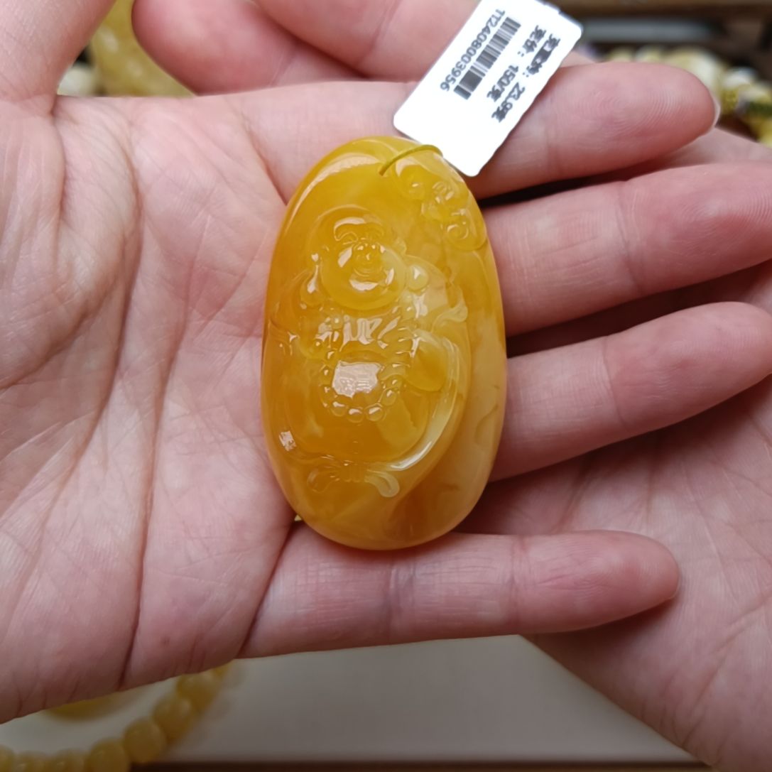 未镶嵌吊坠(不含链)蜜蜡佛公焦皮料