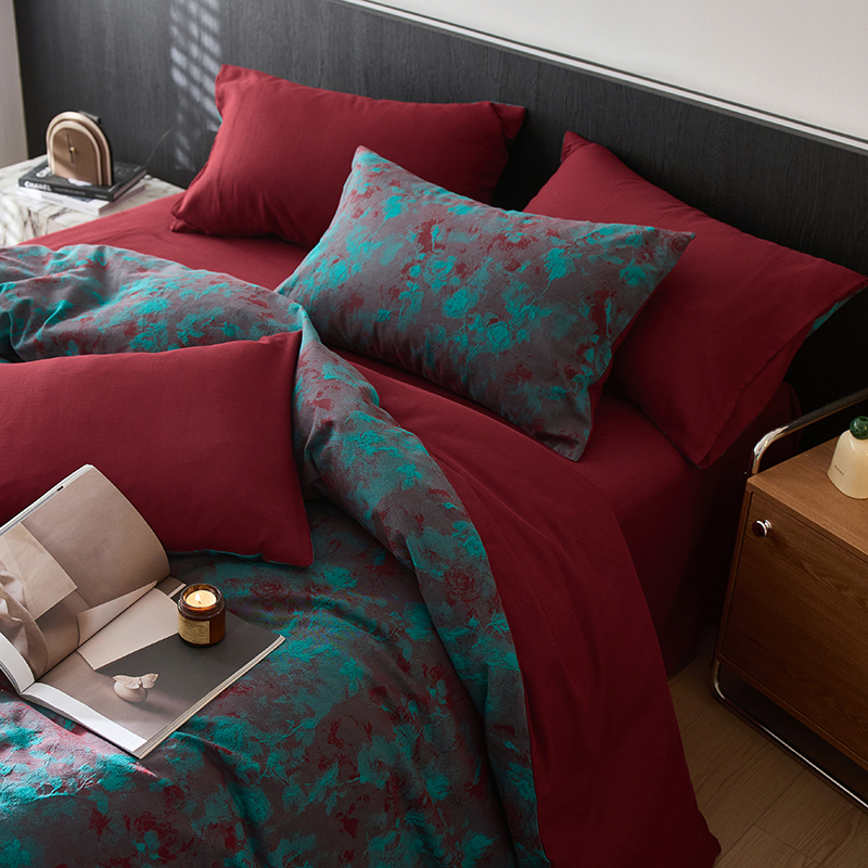 【星梦】全棉中古风色织提花复古透气简约高级柔软复古四套件