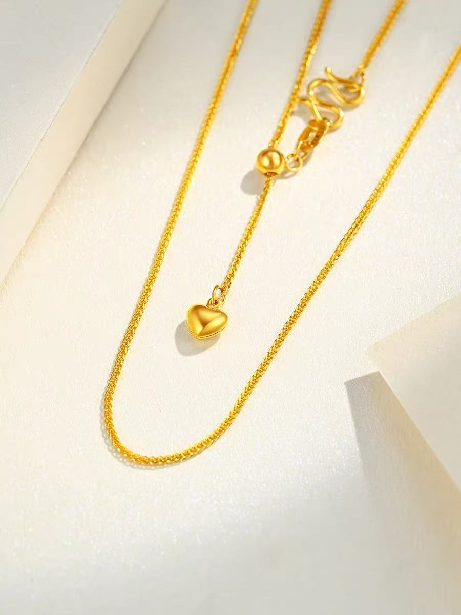 金嘉福足金999爱心肖邦链可调节锁骨链精致百搭节日送女友礼物