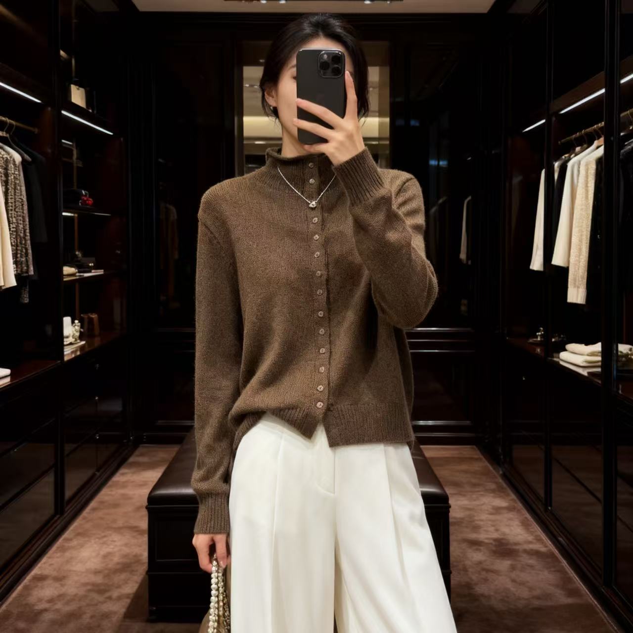 超高羊毛含量勿机洗~胸108-170长59高级长袖针织上衣 4124