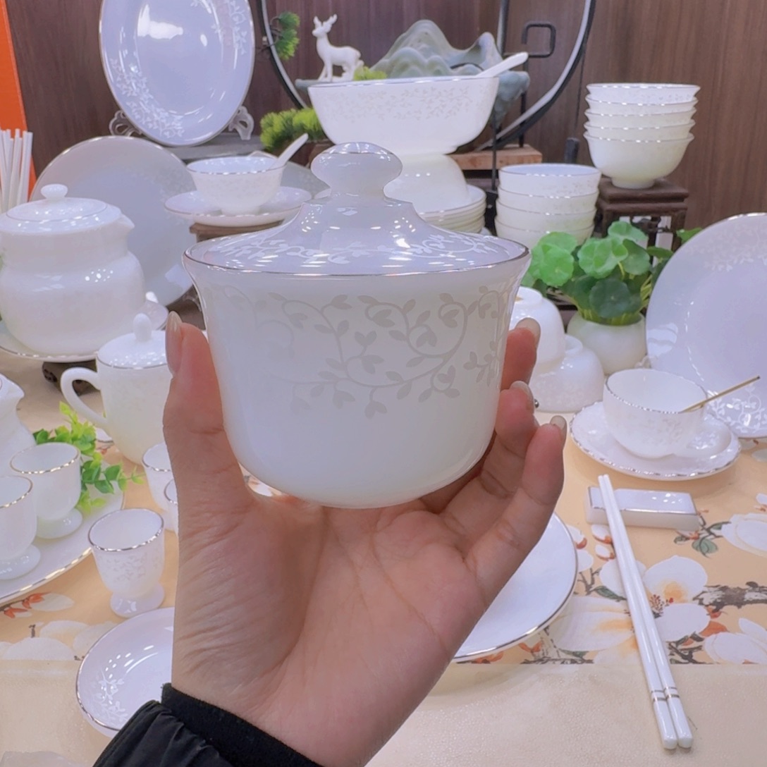 瓷景德镇玉瓷暗香炖盅