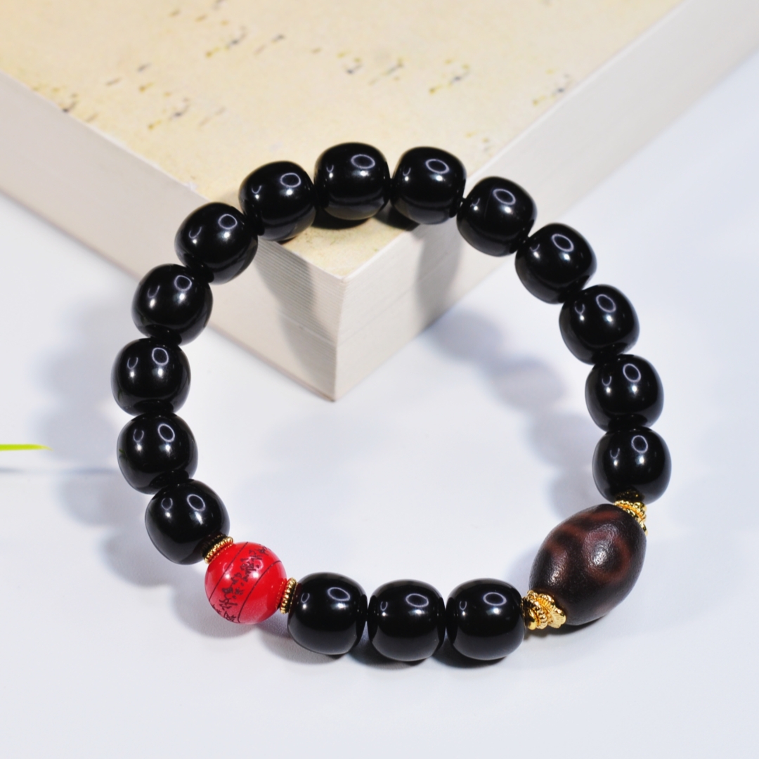 合金手链 【龙老板】贵贵珠珠籽墨单圈手串A4070003