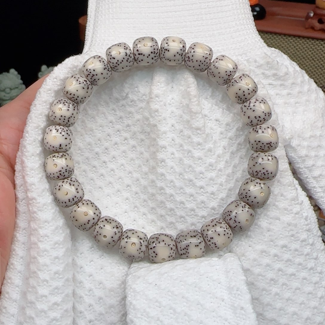 星月菩提手串灰皮果冻骨瓷白10*9双留白