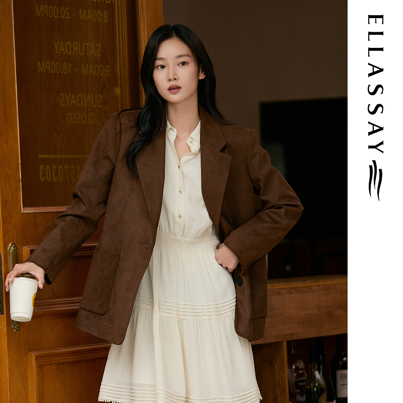 ELLASSAY歌力思2025秋季新款立体剪裁廓形气质西装女EWB363T00400