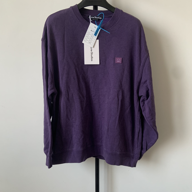 未使用 Acne studio 纯色圆领套头长袖卫衣 男款 紫色01724
