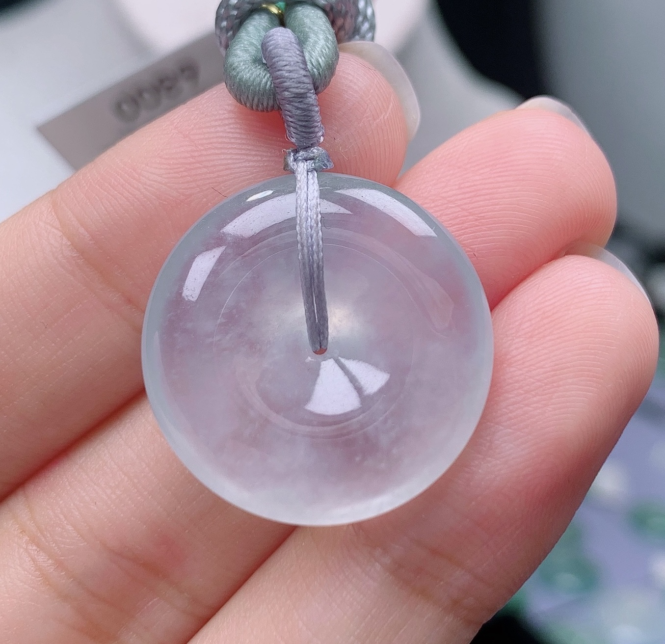 缅甸翡翠A货老坑高冰起光平安扣吊坠怀古挂件揭阳精品23.1*5.8