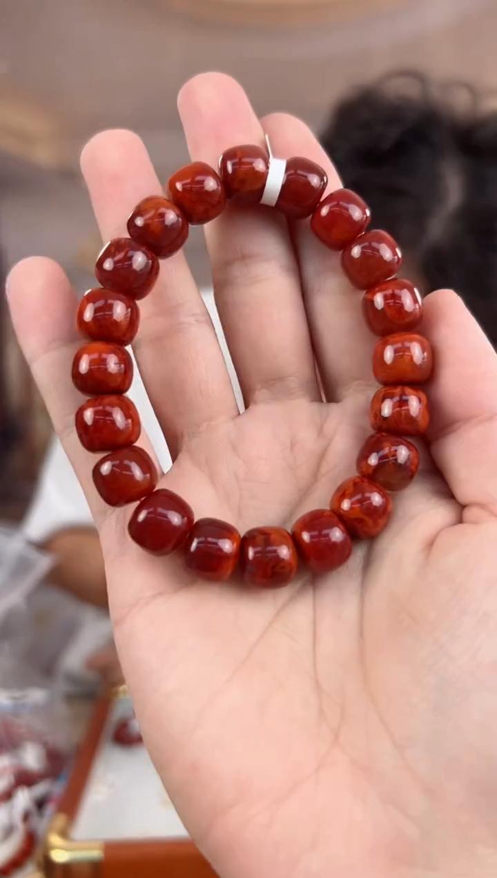 【送福珠宝】瓦西老矿虎皮火焰纹《顶》（传世）（玉化）单圈11mm@t07275@